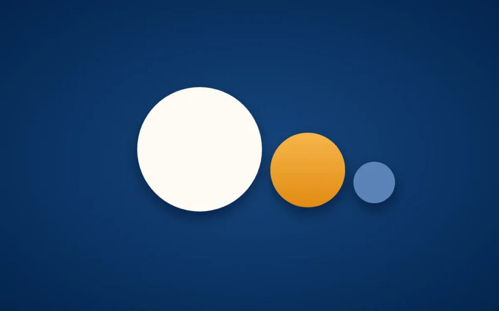 Zweites Kind Finanzen: drei Kreise in Weiß, Gold und Blau, vom großen zum kleinen, auf marineblauem Grund.